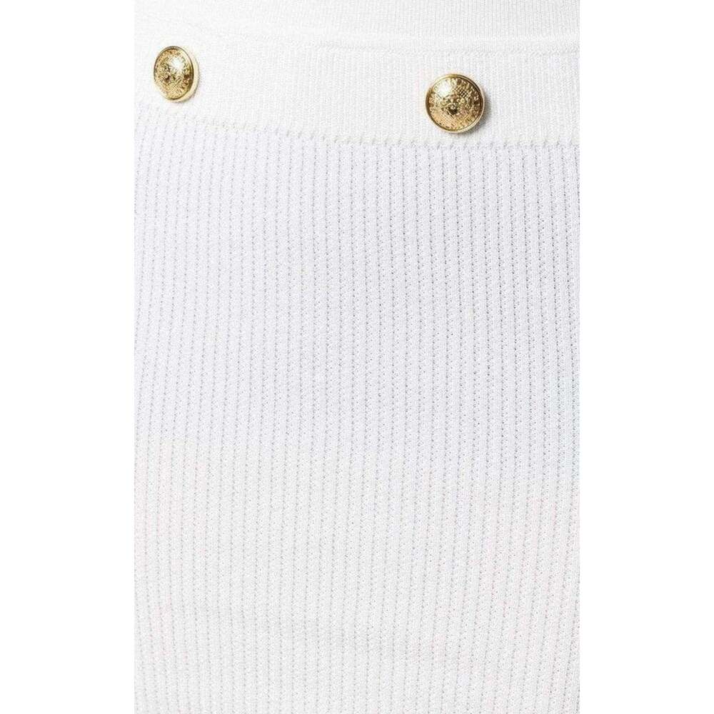 Balmain - Button-Embellished Ribbed Stretch-knit Mini Skirt - FR 40 - Picture 5 of 5